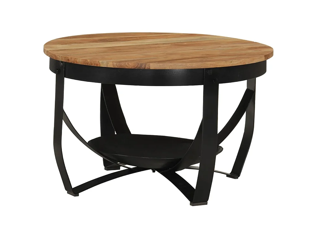 Table basse Ø 68x43 cm bois massif acacia et fer