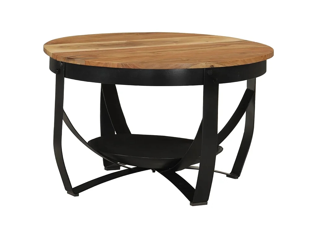 Table basse Ø 68x43 cm bois massif acacia et fer