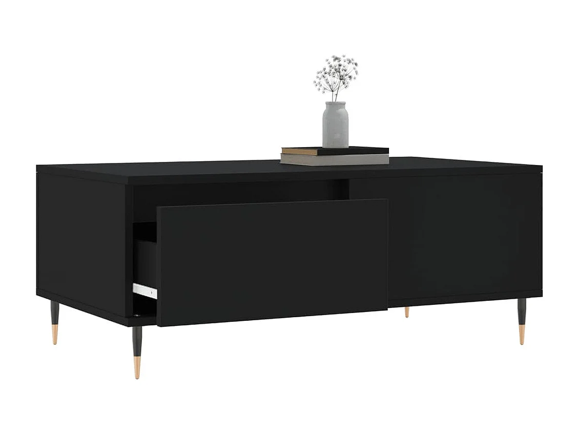 Gold Salontafel Zwart 90x50x36,5 cm Bewerkt hout