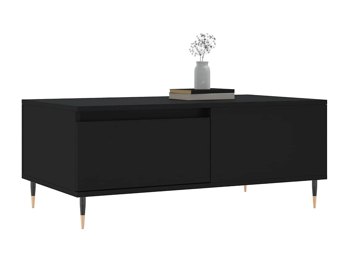 Gold Salontafel Zwart 90x50x36,5 cm Bewerkt hout