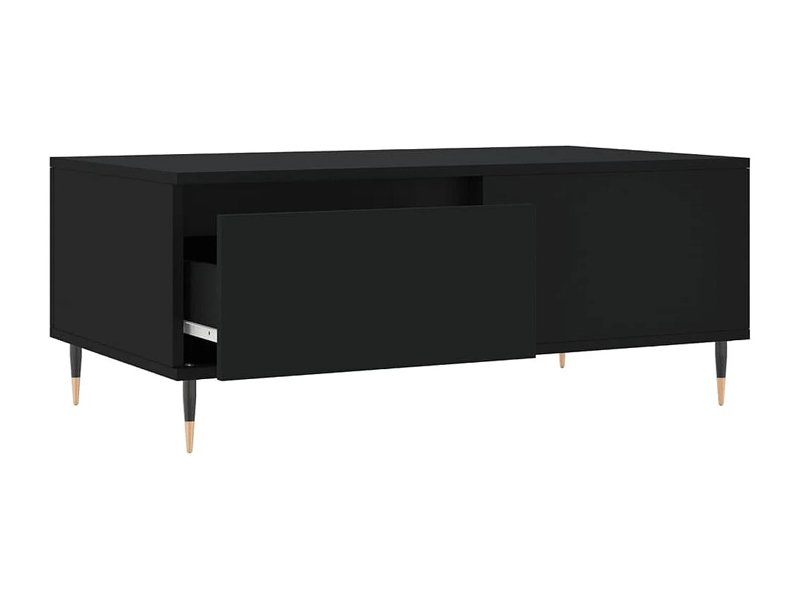 Gold Salontafel Zwart 90x50x36,5 cm Bewerkt hout
