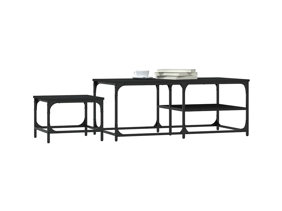Gold Nesting salontafels 2 stuks zwart samengesteld hout