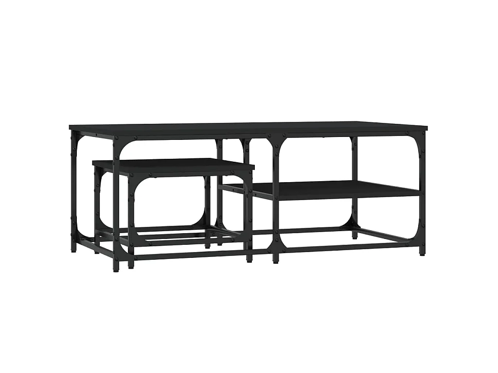 Tables basses gigognes 2 pcs noir bois d'ingénierie