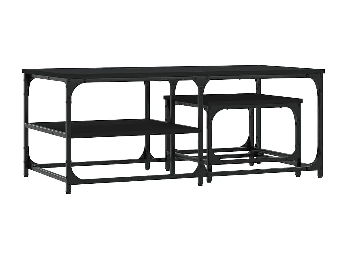 Tables basses gigognes 2 pcs noir bois d'ingénierie