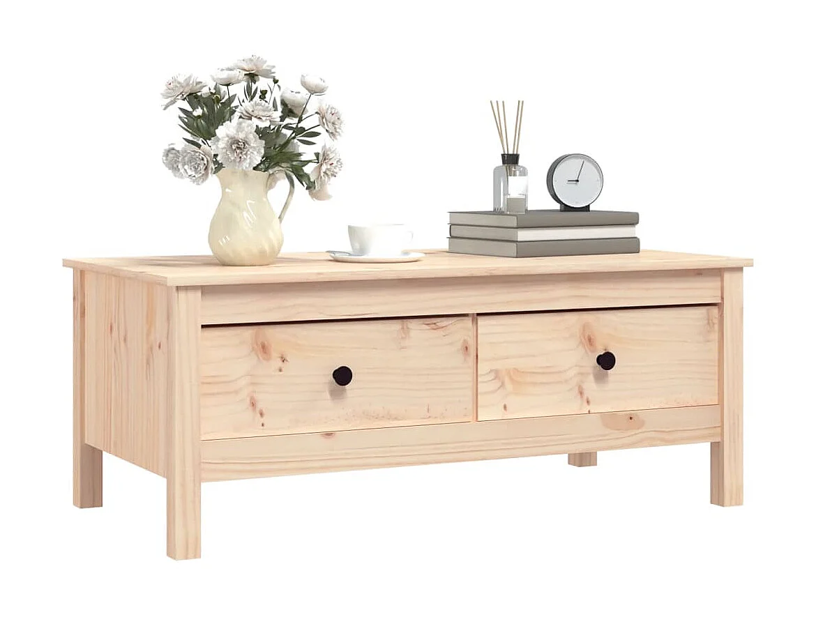 Goldfarbener Couchtisch 100x50x40 cm Massives Kiefernholz