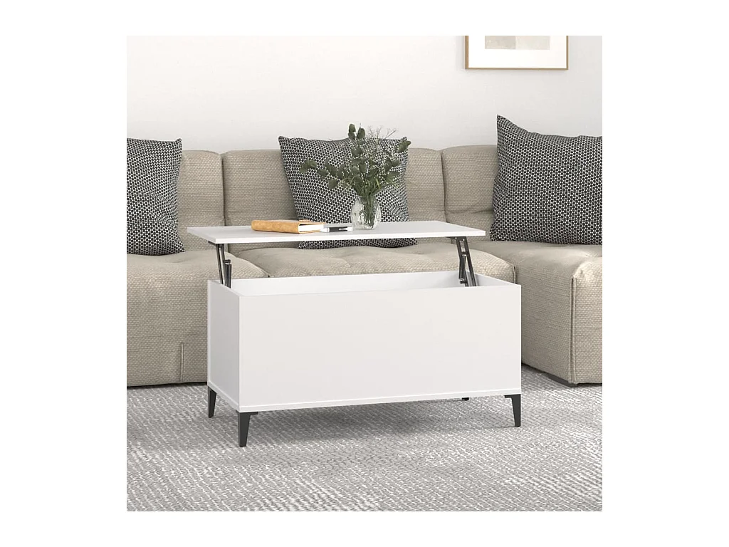Goldfarbener Couchtisch Weiß 90x44,5x45 cm Holzwerkstoff