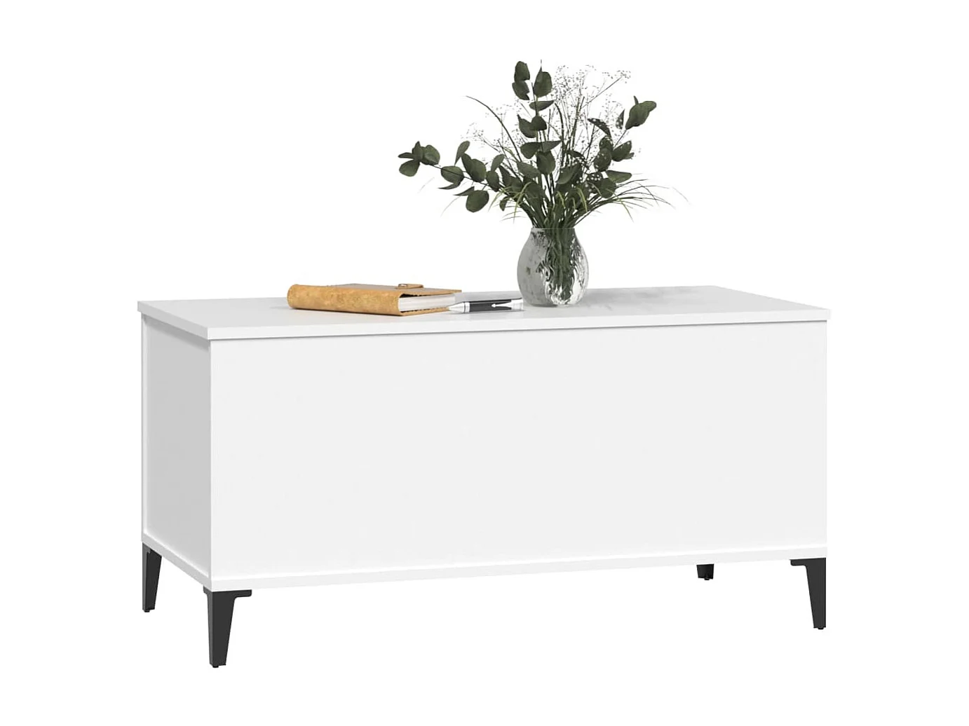 Mesa de centro dourada branca 90x44,5x45 cm Madeira trabalhada