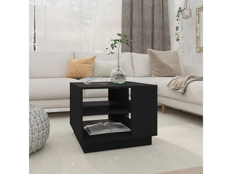 Mesa de centro dourada preta 55x55x43 cm aglomerado