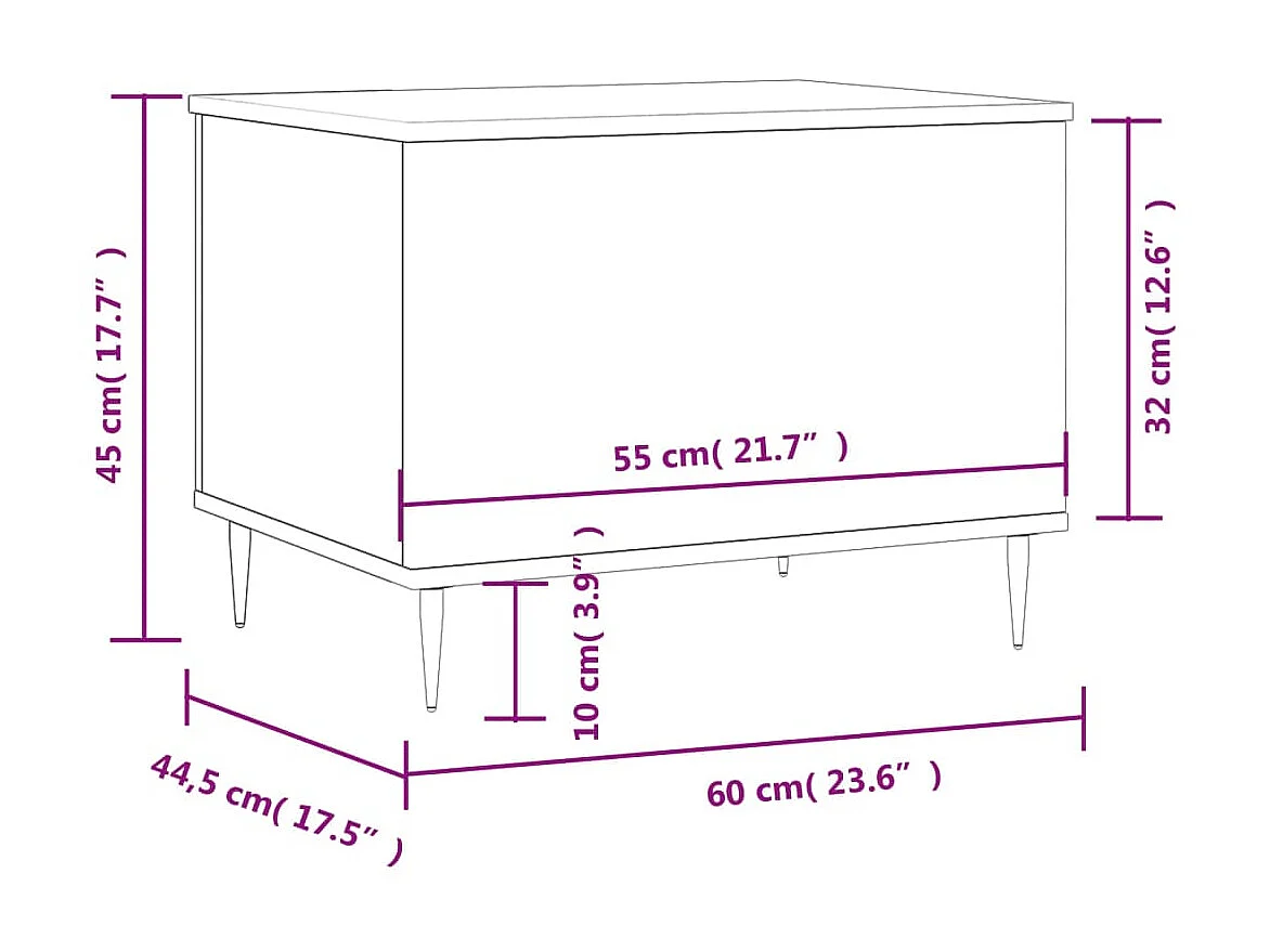 Table basse Chêne fumé 60x44,5x45 cm Bois d'ingénierie