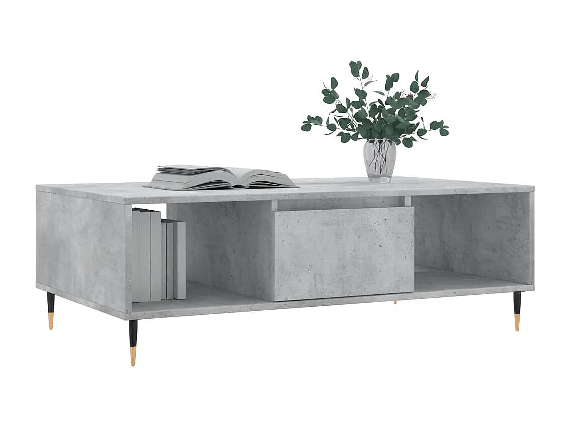 Table basse gris béton 104x60x35 cm bois d'ingénierie