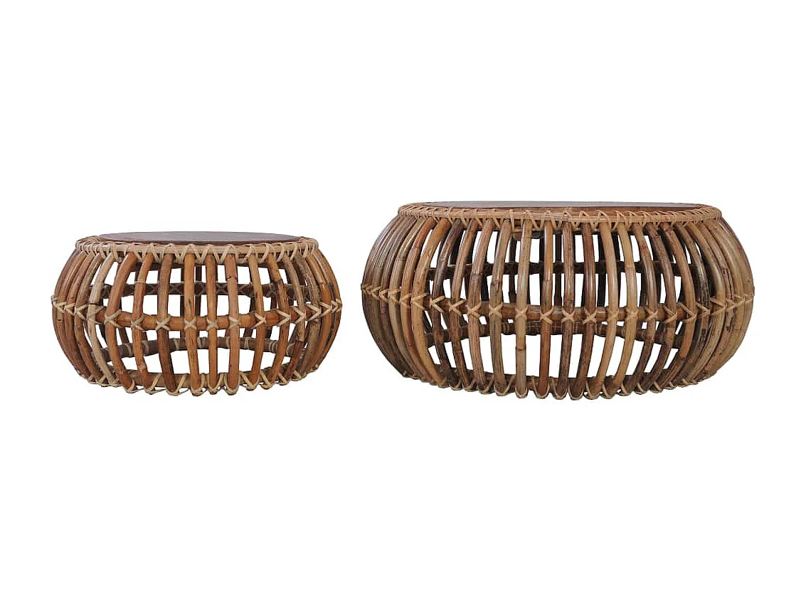 Tavolini Gold 2 pz. Rattan naturale