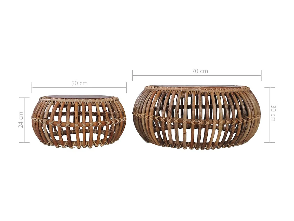 Tavolini Gold 2 pz. Rattan naturale