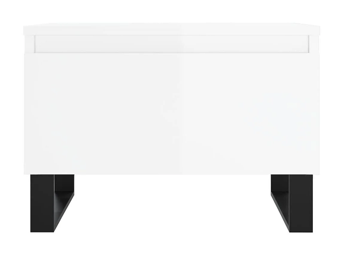 Goldfarbene Couchtische, 2 Stück, glänzend weiß, 50 x 46 x 35 cm, Holzwerkstoff