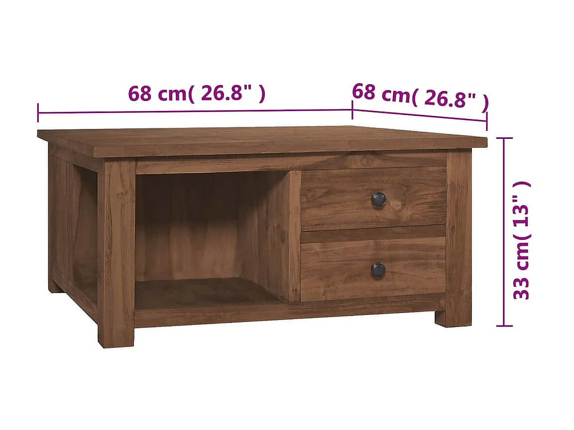 Mesa de centro Gold 68x68x33 cm Madera maciza de teca