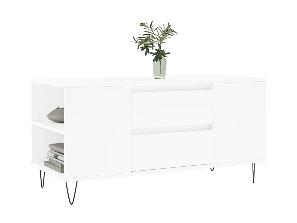 Mesa de centro Gold blanca 102x44,5x50 cm de madera contrachapada