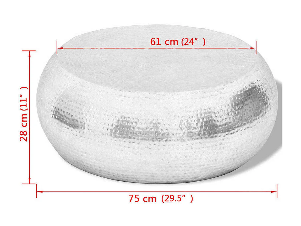 Mesa de centro em alumínio martelado dourado prateado