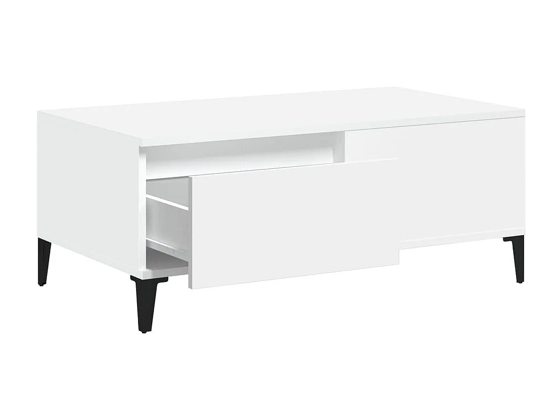 Mesa de centro dourada branca 90x50x36,5 cm Madeira trabalhada