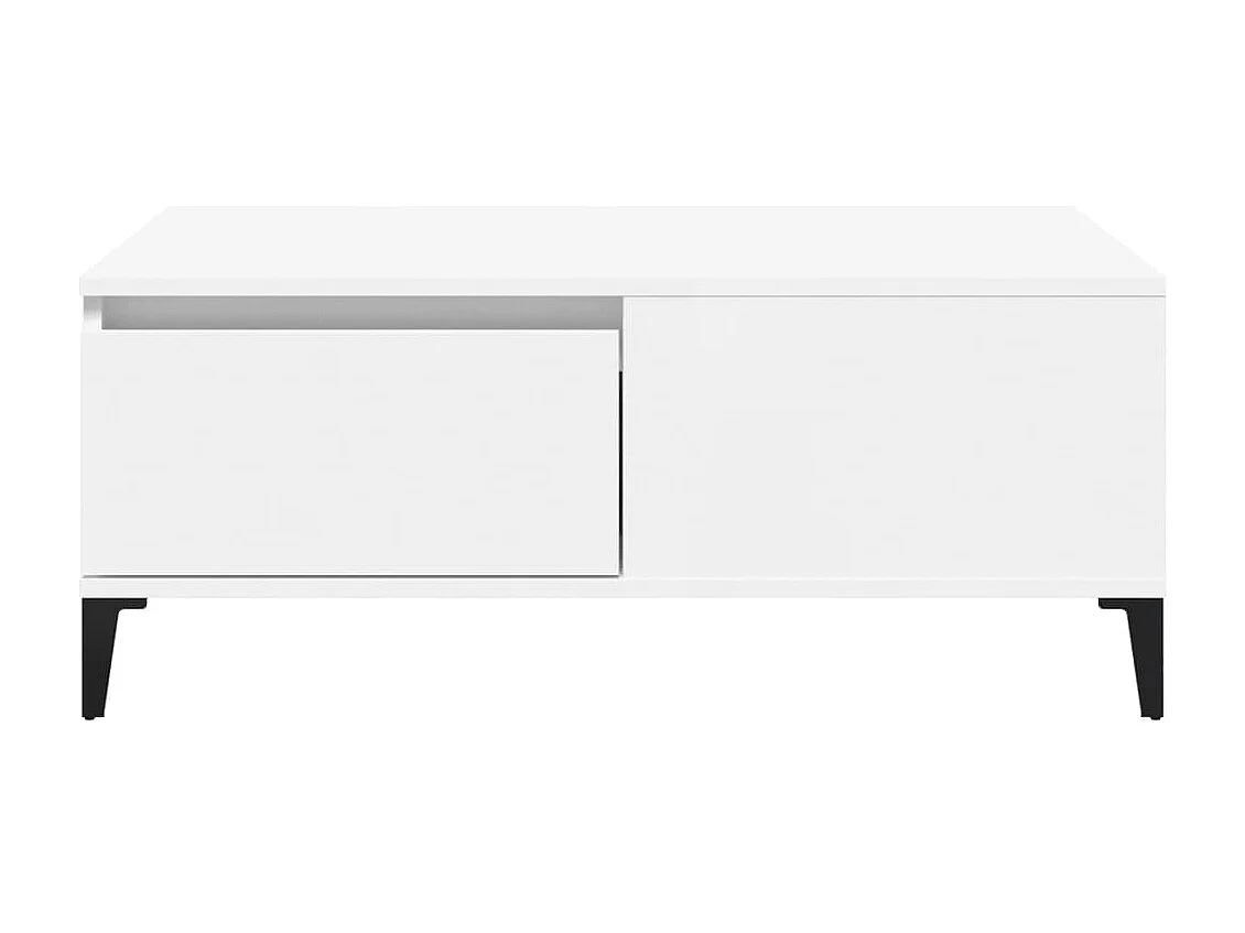 Mesa de centro dourada branca 90x50x36,5 cm Madeira trabalhada