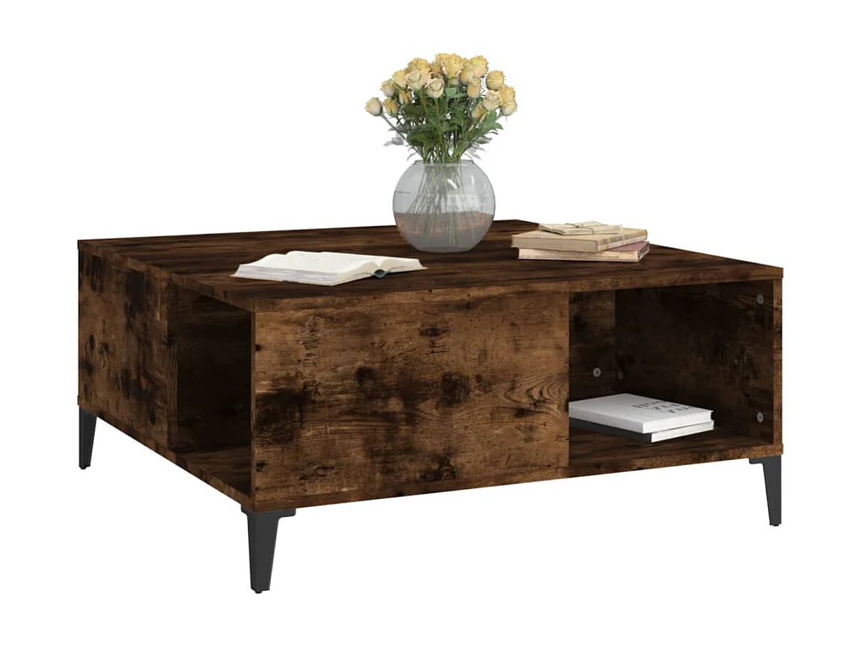 Goldfarbener Couchtisch aus geräucherter Eiche, 80 x 80 x 36,5 cm, Holzwerkstoff