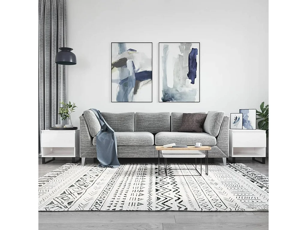 Tavolini Gold 2 pezzi in MDF bianco lucido 50x46x50 cm