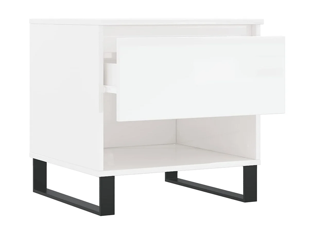 Tavolini Gold 2 pezzi in MDF bianco lucido 50x46x50 cm