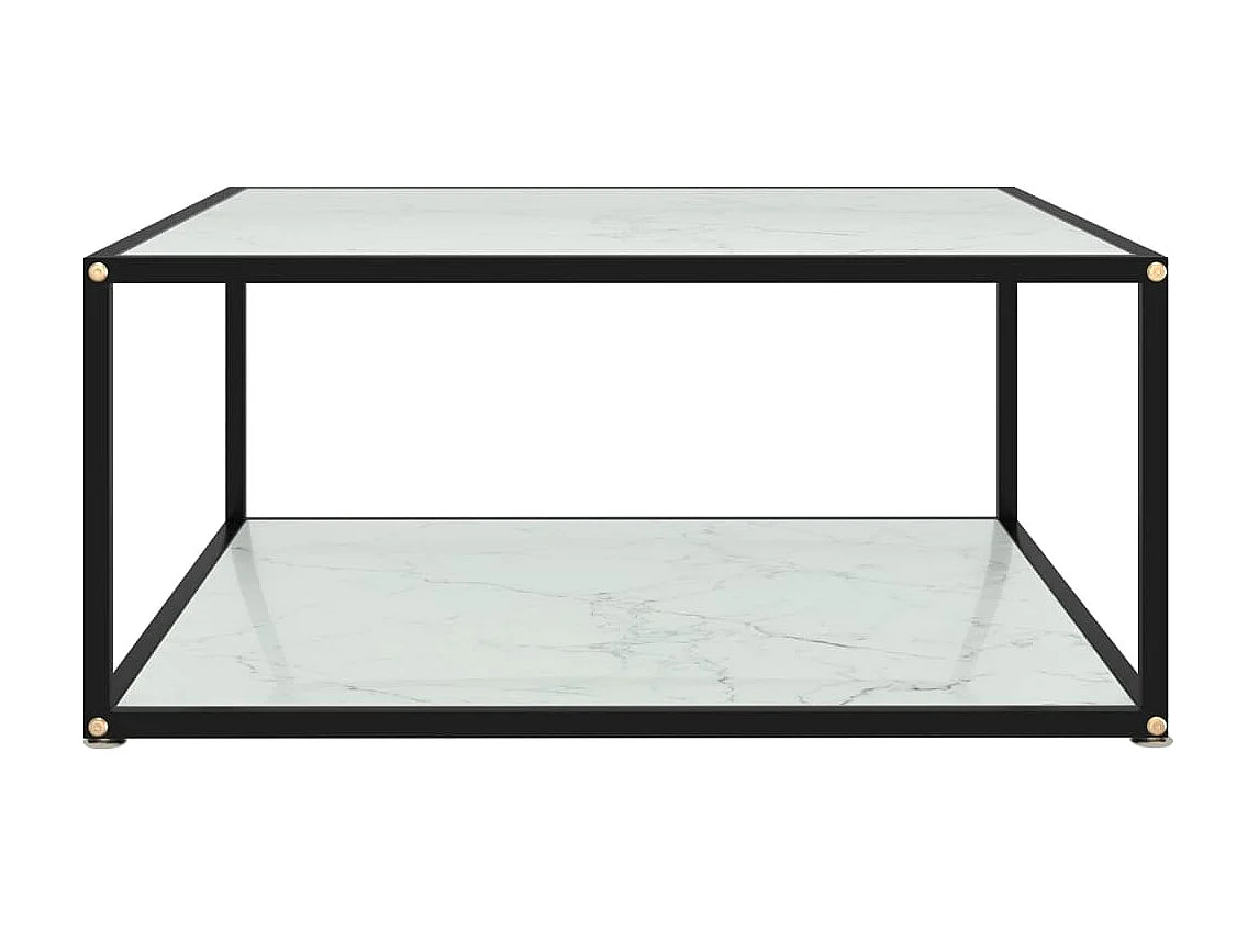 Tavolino Gold Bianco 80x80x35 cm Vetro temperato