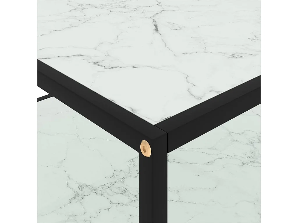 Tavolino Gold Bianco 80x80x35 cm Vetro temperato