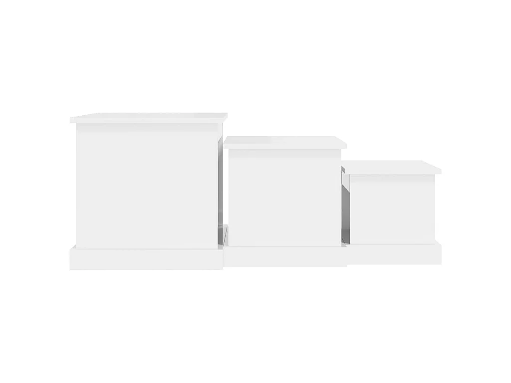 Gold Bijzettafels 3 stuks Glans Wit Bewerkt Hout