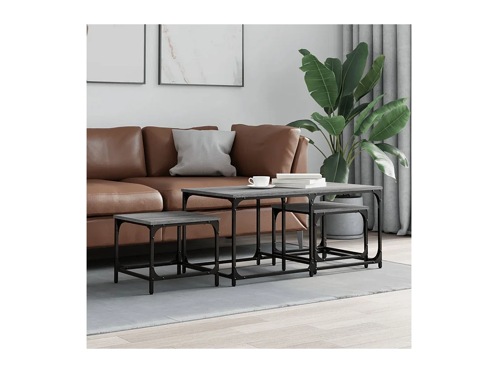 Gold Nesting salontafels, 3 stuks, sonomagrijs samengesteld hout