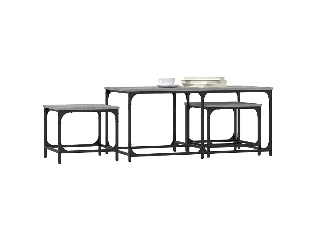 Tables basses gigognes 3 pcs sonoma gris bois d'ingénierie