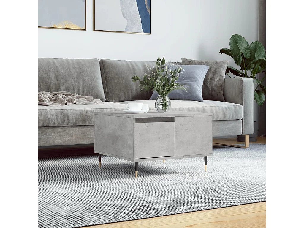 Mesa de centro gris Gold Concrete 55x55x36,5 cm de madera contrachapada