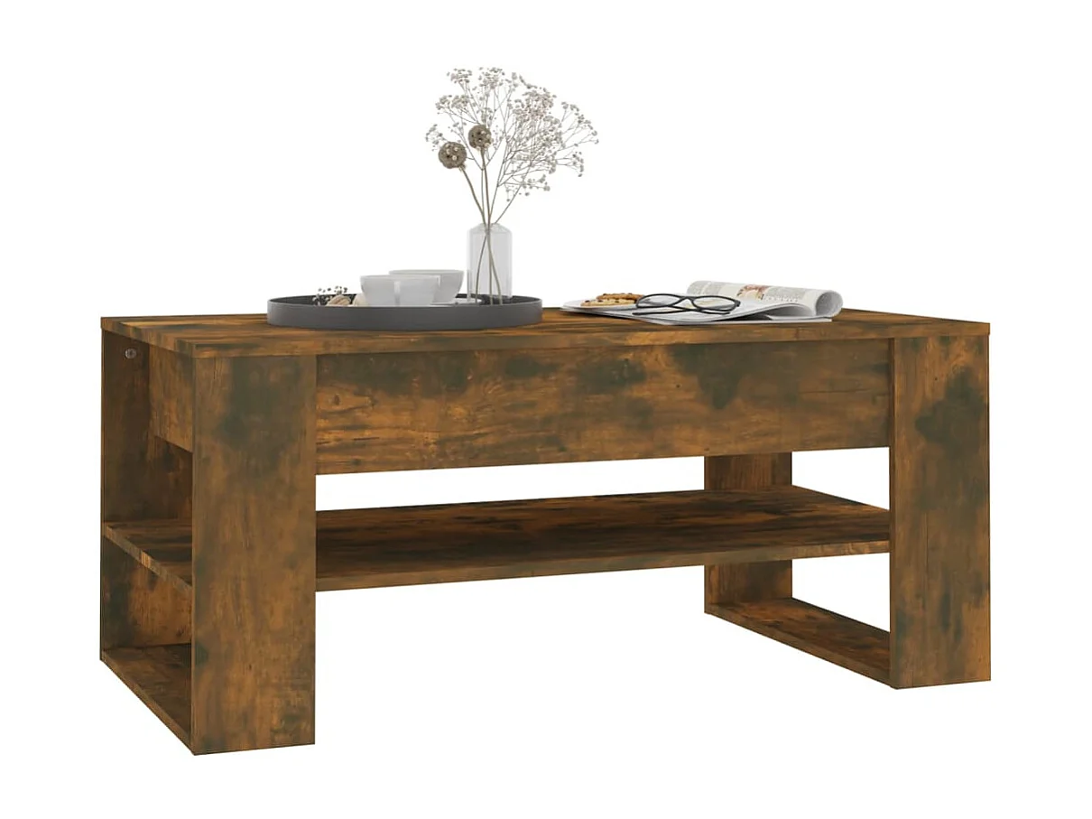 Mesa de centro dourada Carvalho fumado 102x55x45 cm Madeira artificial