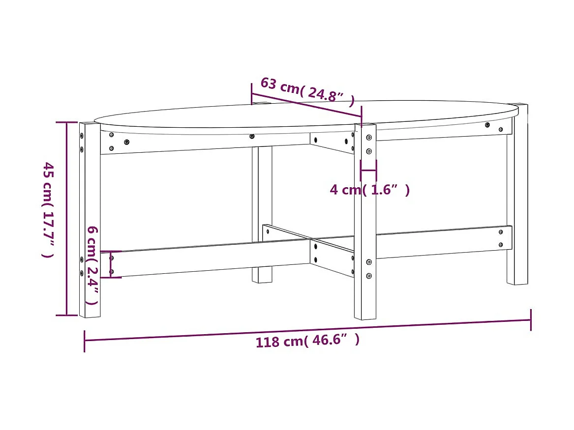 Table basse Marron miel 118x63x45 cm Bois massif de pin