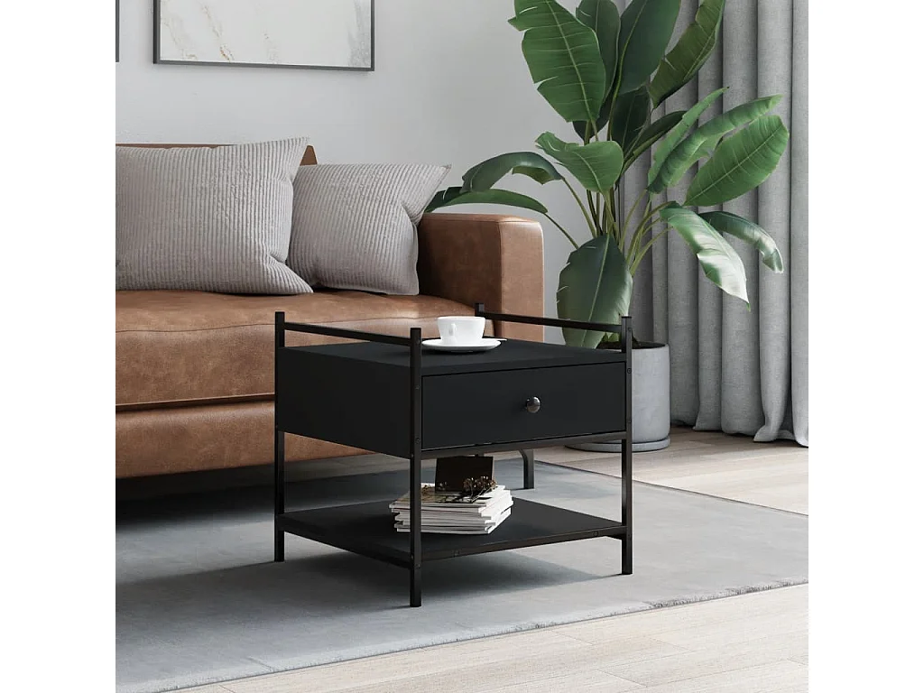 Tavolino Gold nero 50x50x50 cm in MDF