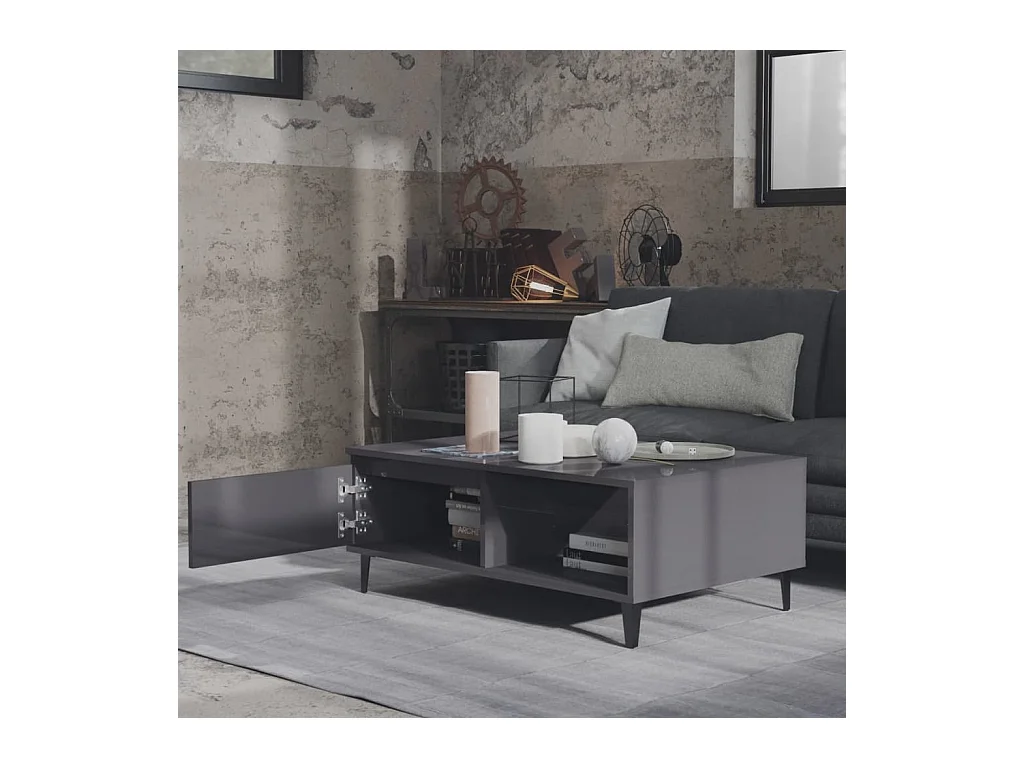 Gold Salontafel Glanzend grijs 90x60x35 cm Spaanplaat