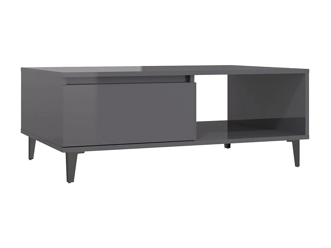 Table basse Gris brillant 90x60x35 cm Aggloméré
