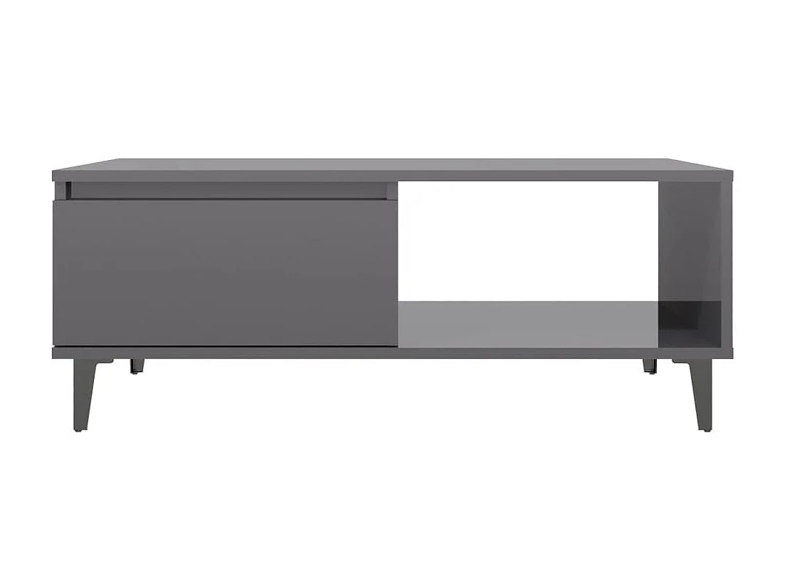 Table basse Gris brillant 90x60x35 cm Aggloméré