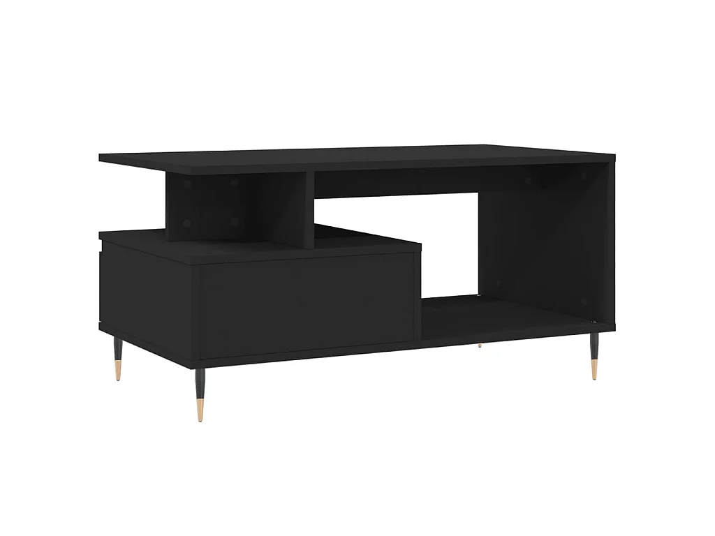 Mesa de centro dourada preta 90x49x45 cm Madeira trabalhada