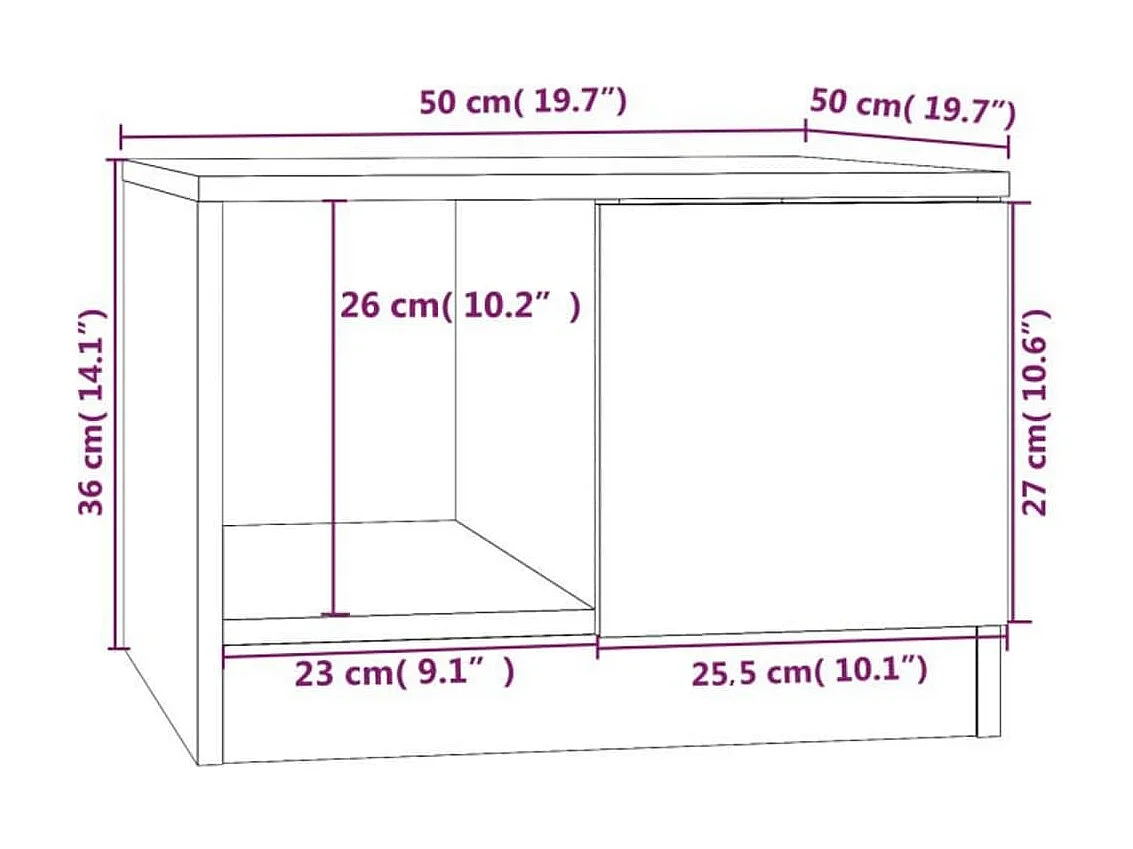 Tavolino Gold Rovere marrone 50x50x36 cm MDF
