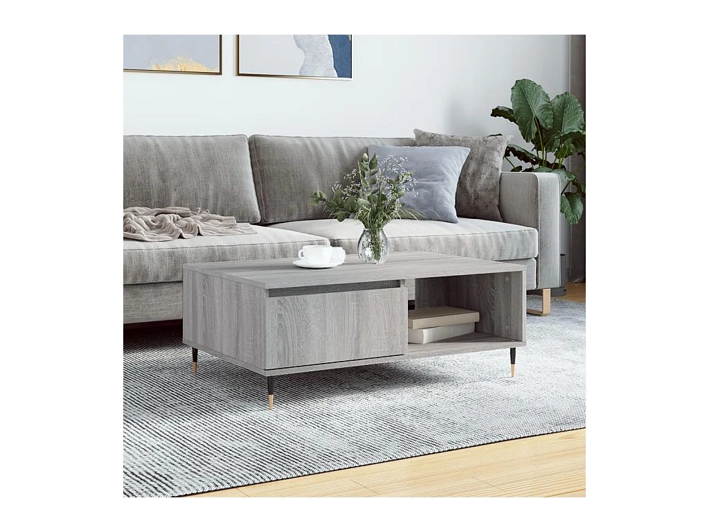 Table basse sonoma gris 90x60x35 cm bois d'ingénierie