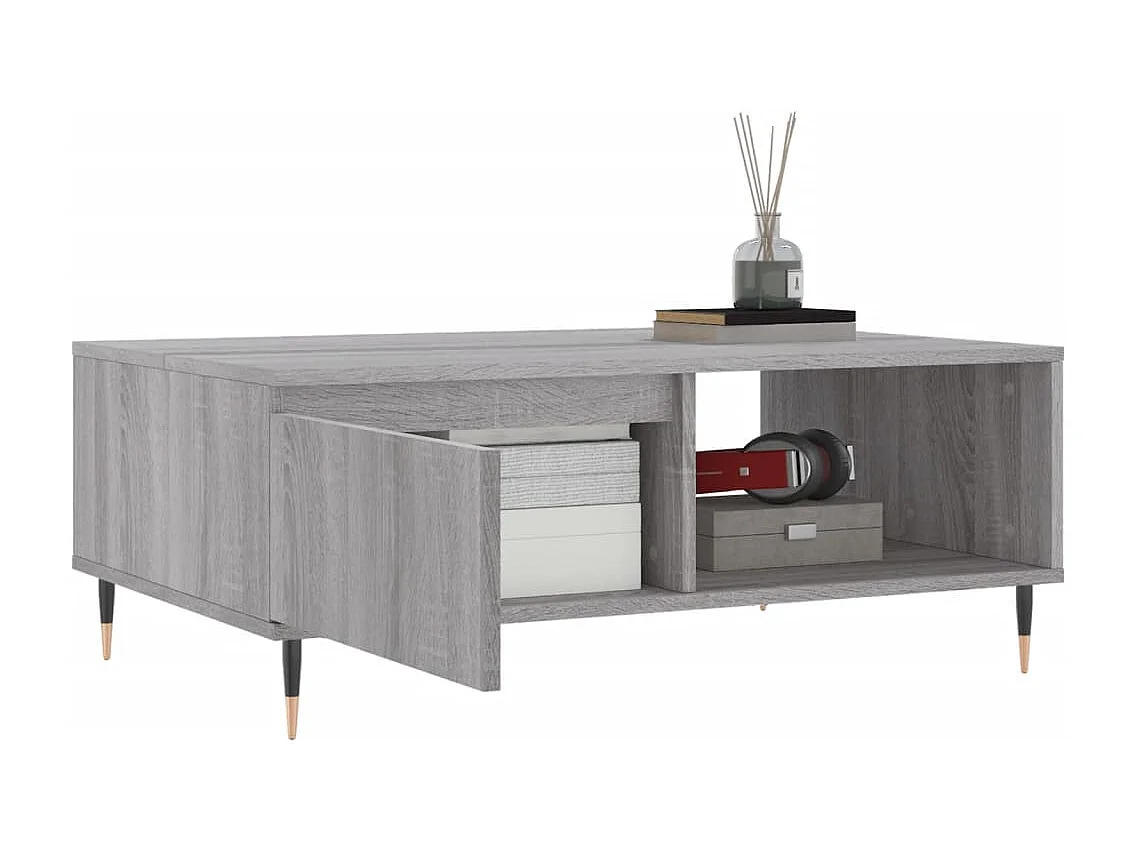 Table basse sonoma gris 90x60x35 cm bois d'ingénierie