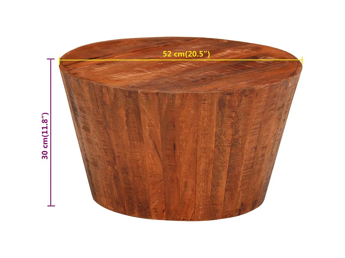 Gold Salontafel Ø 52x30 cm massief ruw mangohout
