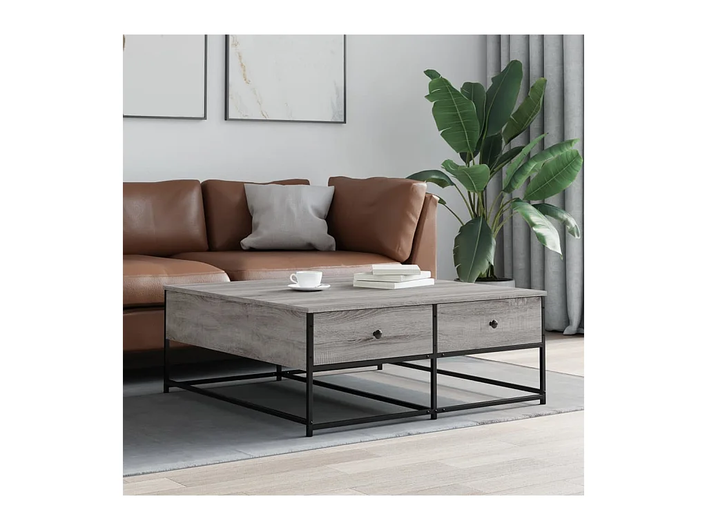 Table basse sonoma gris 100x99x40 cm bois d'ingénierie
