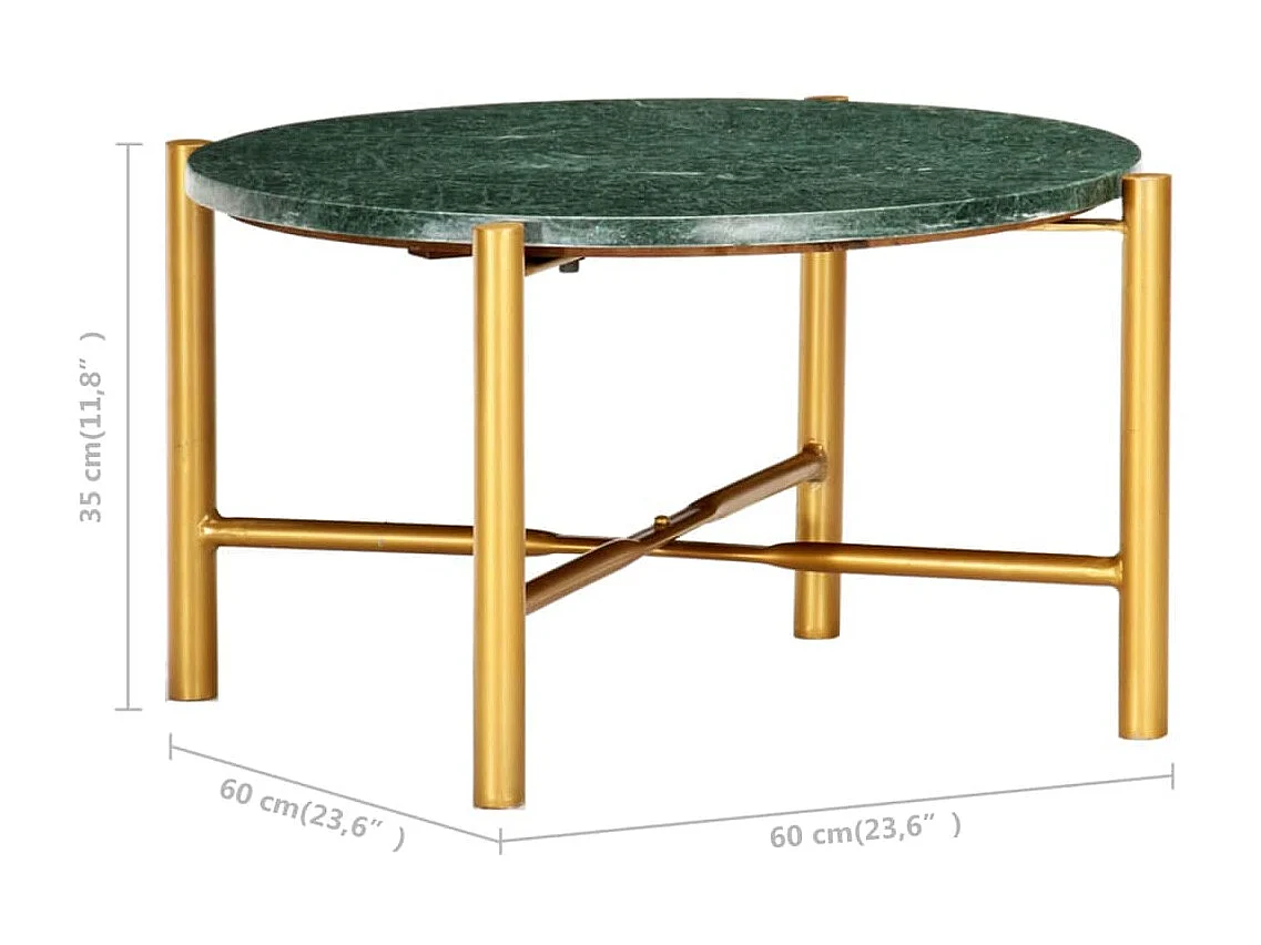 Table basse Vert 60x60x35 cm Pierre véritable et texture marbre