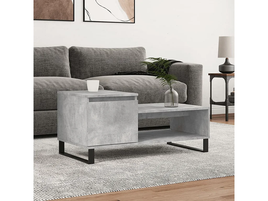 Gold Salontafel Betongrijs 100x50x45 cm Bewerkt hout