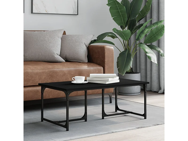 Goldfarbener Couchtisch Schwarz 90x50x35 cm Holzwerkstoff