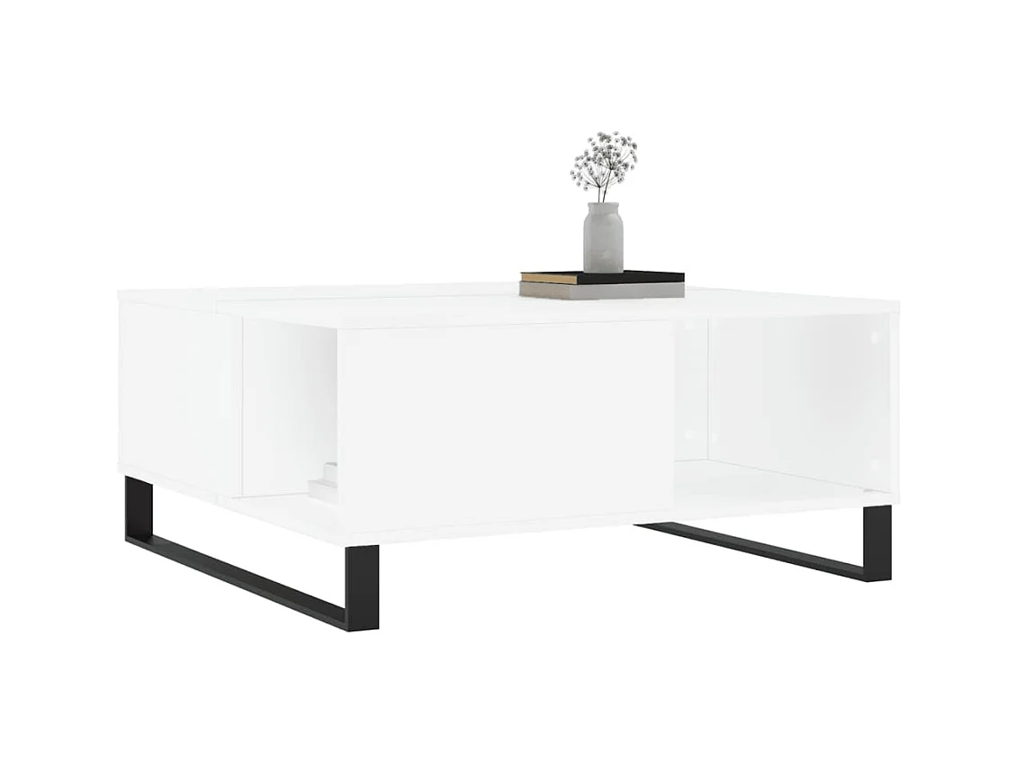 Goldfarbener Couchtisch, weiß, 80 x 80 x 36,5 cm, Holzwerkstoff