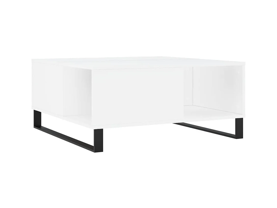 Goldfarbener Couchtisch, weiß, 80 x 80 x 36,5 cm, Holzwerkstoff