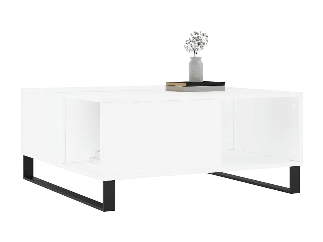 Mesa de centro dourada branca 80x80x36,5 cm madeira projetada