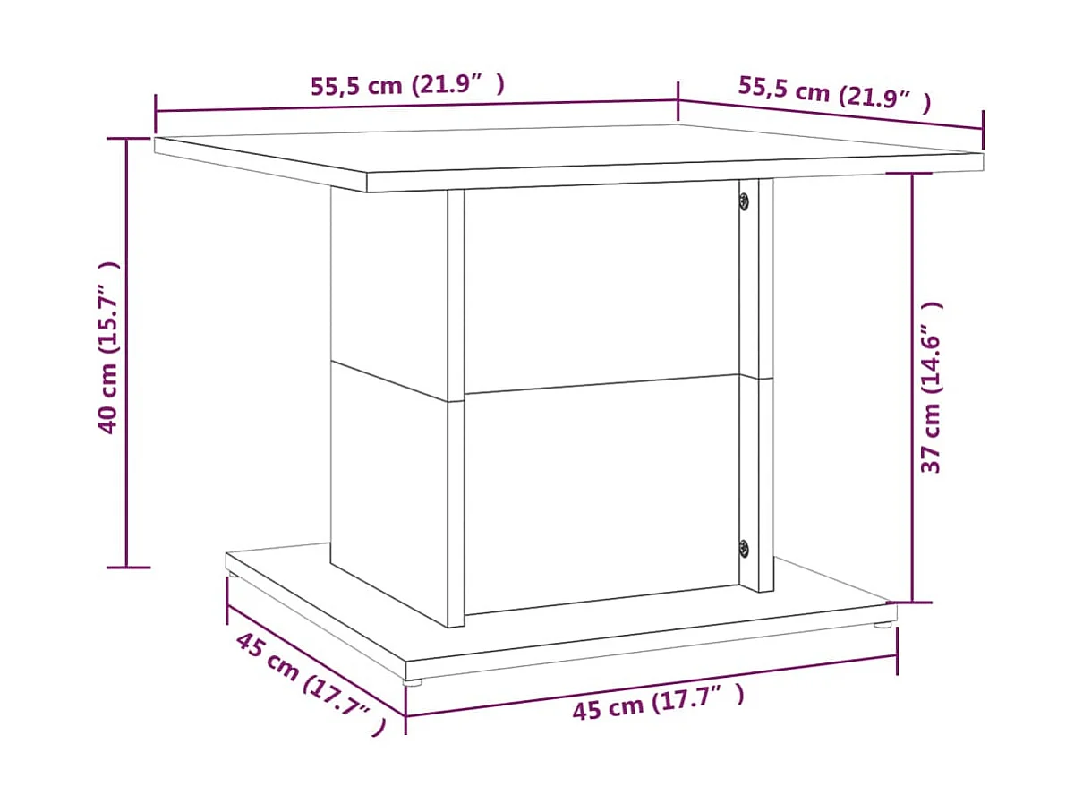 Tavolino da caffè grigio Sonoma oro 55,5x55,5x40 cm Truciolare